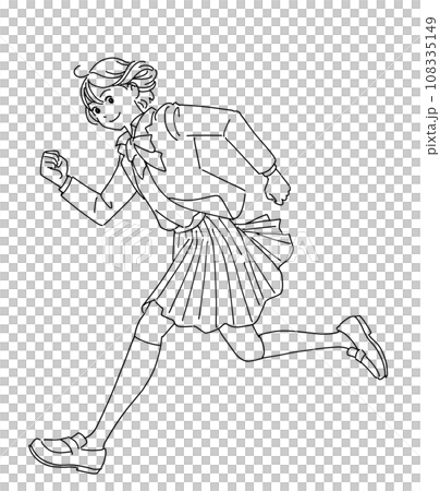 走り出す元気な女子学生 108335149