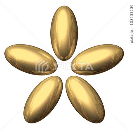 3DCG「5つの楕円球/楕円体」ゴールド,金 108335236