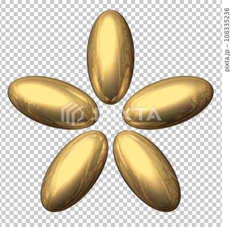 3DCG「5つの楕円球/楕円体」ゴールド,金 108335236