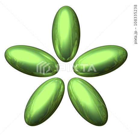 3DCG「5つの楕円球/楕円体」グリーン,緑 108335238