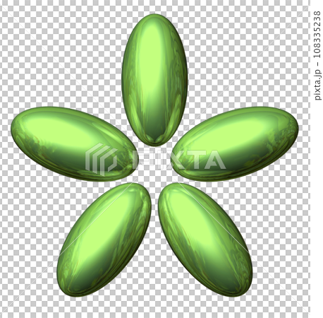 3DCG「5つの楕円球/楕円体」グリーン,緑 108335238