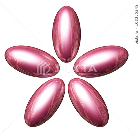 3DCG「5つの楕円球/楕円体」レッド,赤 3DCG「5つの楕円球/楕円体」レッド,赤 108335245