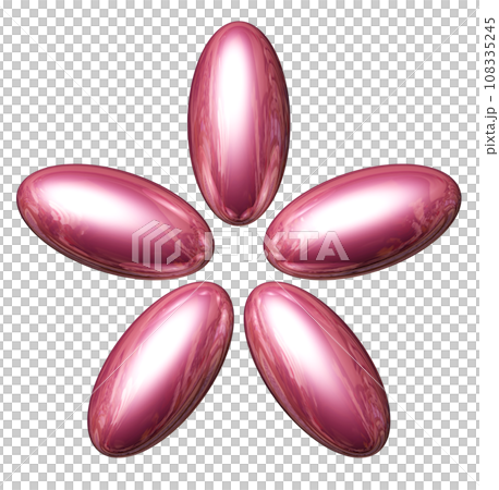 3DCG「5つの楕円球/楕円体」レッド,赤 3DCG「5つの楕円球/楕円体」レッド,赤 108335245