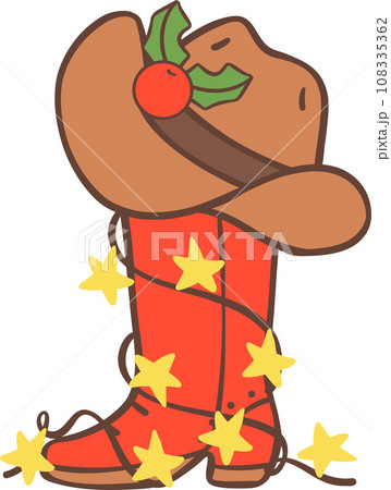 Cowboy Christmas red boot cartoon hand drawing Cowboy Christmas red boot cartoon hand drawing 108335362