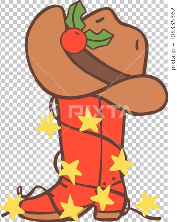 Cowboy Christmas red boot cartoon hand drawing Cowboy Christmas red boot cartoon hand drawing 108335362