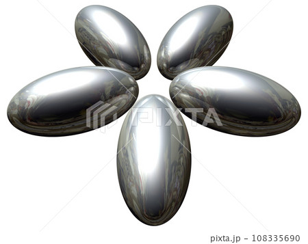 3DCG「5つの楕円球/楕円体」シルバー,銀 108335690