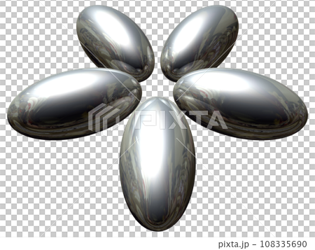 3DCG「5つの楕円球/楕円体」シルバー,銀 108335690