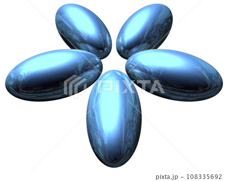 3DCG「5つの楕円球/楕円体」ブルー,青 108335692
