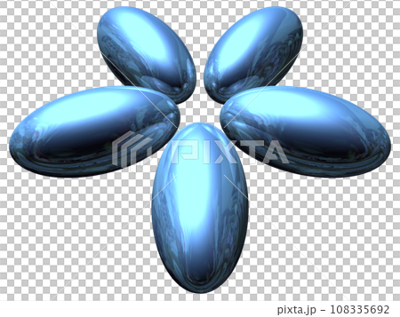 3DCG「5つの楕円球/楕円体」ブルー,青 108335692