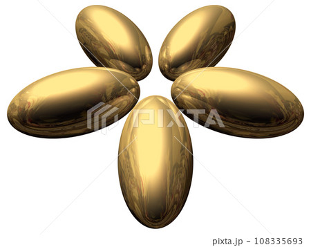 3DCG「5つの楕円球/楕円体」ゴールド,金 108335693