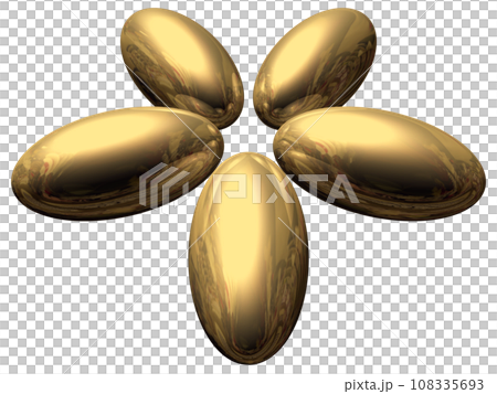 3DCG「5つの楕円球/楕円体」ゴールド,金 108335693