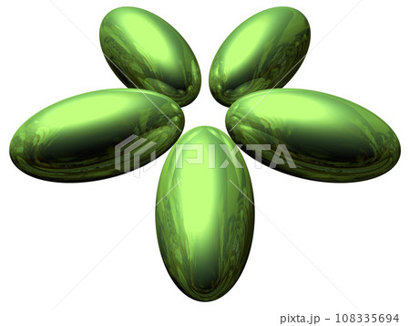 3DCG「5つの楕円球/楕円体」グリーン,緑 3DCG「5つの楕円球/楕円体」グリーン,緑 108335694