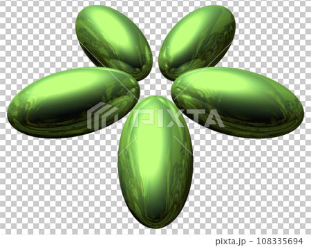 3DCG「5つの楕円球/楕円体」グリーン,緑 3DCG「5つの楕円球/楕円体」グリーン,緑 108335694