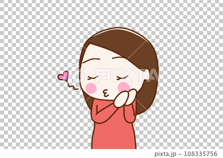 （上半身對角線）女人閉著眼睛接吻時臉紅了。 108335756