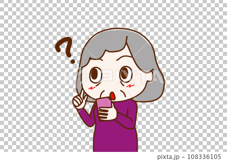 （上半身對角線）一位老年婦女拿著智慧型手機，很難記住所有事情。 108336105