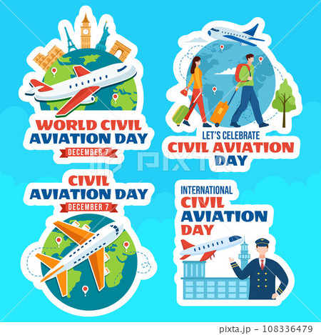 Civil Aviation Day Label Flat Cartoon Hand Drawn Templates Background Illustration Civil Aviation Day Label Flat Cartoon Hand Drawn Templates Background Illustration 108336479