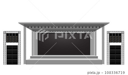 white stage and speaker with spotlight on the truss system on the white background	 108336719