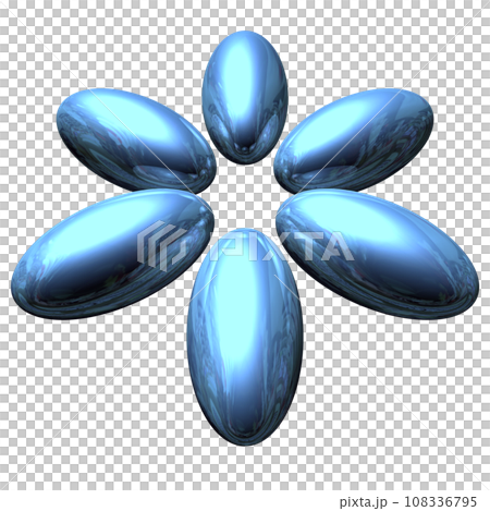 3DCG《6個橢圓球體/橢球體》藍色、藍色 108336795