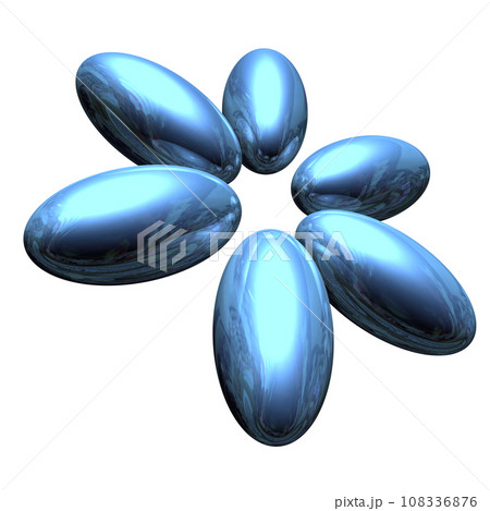 3DCG「6つの楕円球/楕円体」ブルー,青 3DCG「6つの楕円球/楕円体」ブルー,青 108336876