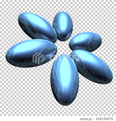 3DCG「6つの楕円球/楕円体」ブルー,青 3DCG「6つの楕円球/楕円体」ブルー,青 108336876