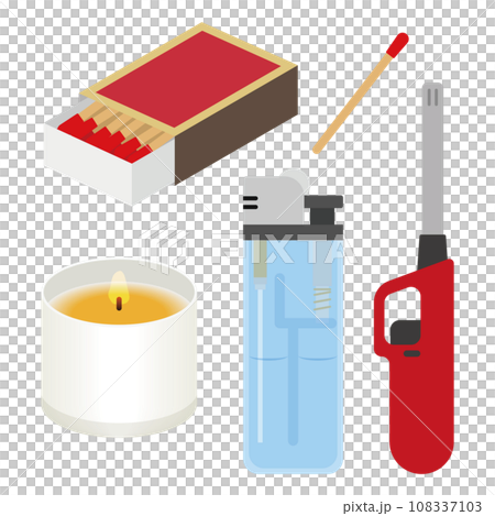 Illustration set of tools for starting a fire 108337103