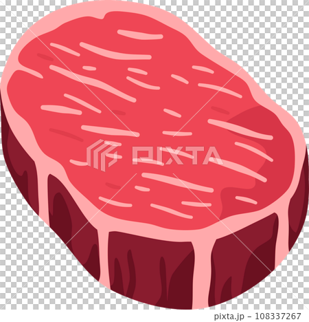 Fresh meat products pork meat bacon steak for grill or barbecue. Cartoon vector illustration. 108337267