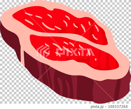Fresh meat products pork meat bacon steak for grill or barbecue. Cartoon vector illustration. 108337268