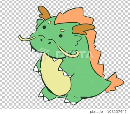 Loose hand-drawn dragon looking sideways 108337445