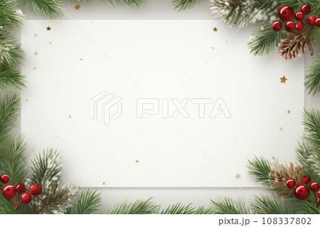 White empty blank mockup with christmas decorations. White empty blank mockup with christmas decorations. 108337802