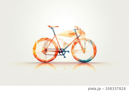 Beautiful low poly bicycle on white background 108337828