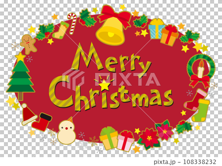 聖誕物品橢圓形框架橫幅/紅色 聖誕物品橢圓形框架橫幅/紅色 108338232