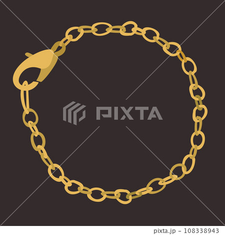 Golden wrist bracelet. Vector illustration on dark background. Golden wrist bracelet. Vector illustration on dark background. 108338943