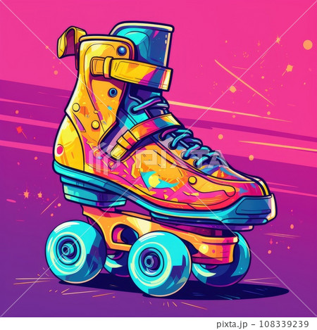 Retro roller skates in 90s style 108339239