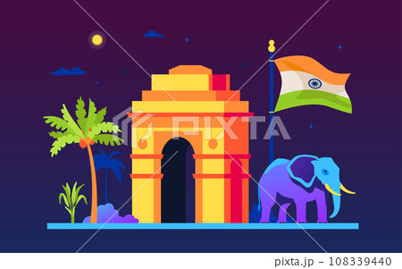 Gateway of India in New Delhi - modern colored vector illustration 108339440