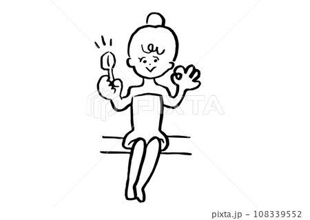 サウナでロウリュOKを伝える女性 108339552