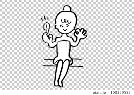 サウナでロウリュOKを伝える女性 108339552