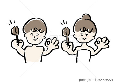 サウナでロウリュOKを伝える男女セット 108339554