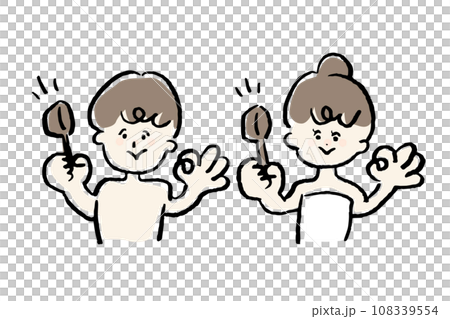 サウナでロウリュOKを伝える男女セット 108339554