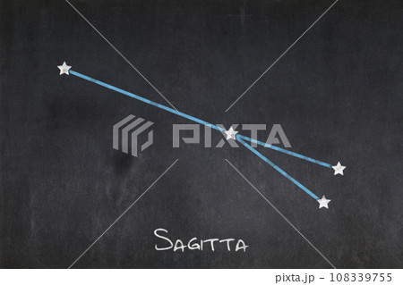 Sagitta constellation drawn on a blackboard 108339755