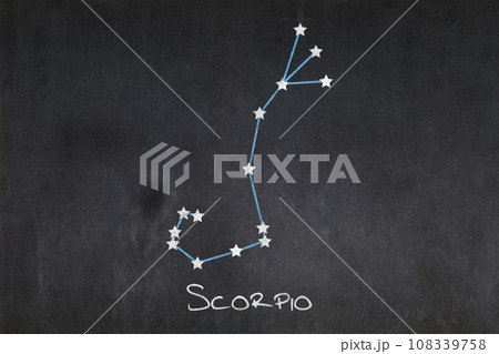 Scorpio constellation drawn on a blackboard 108339758