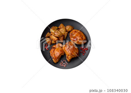 Delicious fresh chicken kebab with salt, spices and herbs Delicious fresh chicken kebab with salt, spices and herbs 108340030