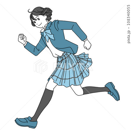 走り出す元気な女子学生 108340055