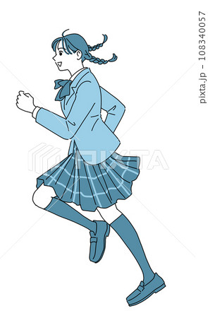 走り出す元気な女子学生 108340057