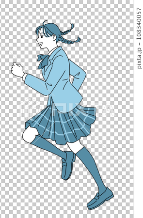 走り出す元気な女子学生 108340057