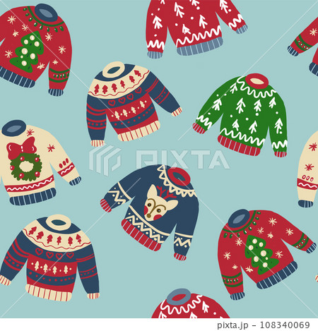 Christmas pattern with ugly sweaters 108340069