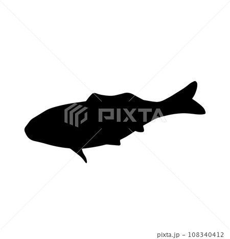 泳ぐ魚　シルエットイラスト　黒 108340412