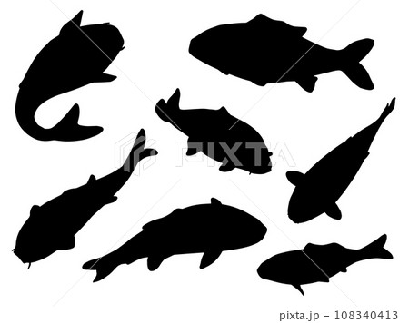 泳ぐ魚　シルエットイラストセット 108340413