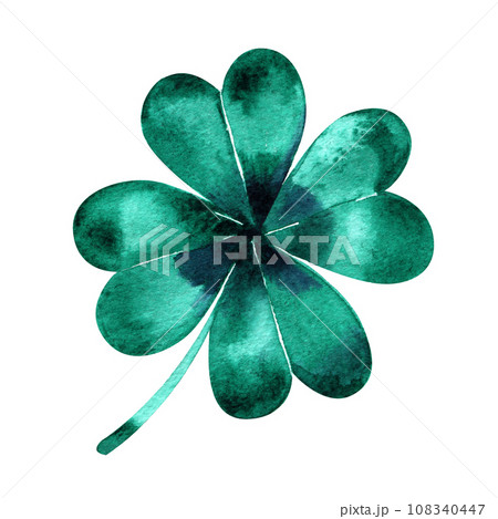 Four leaf clover. Watercolor illustration on white background. Four leaf clover. Watercolor illustration on white background. 108340447