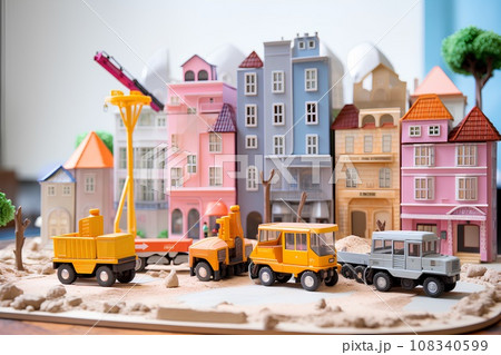 建設現場（ジオラマ）パステルカラー 108340599