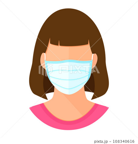 Woman in a Medical Mask Flat Style Vector Illustration 108340616